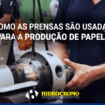 Como as prensas são usadas para a produção de papel?